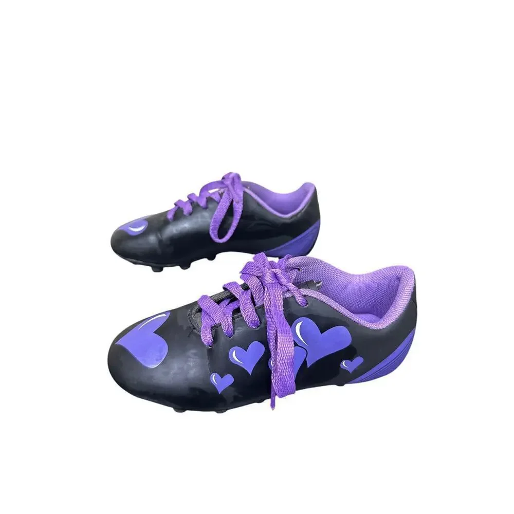 NWOT Diadora 11 Girls Purple Hearts Trax MD Jr Low Top Cleats Soccer Girly Grass